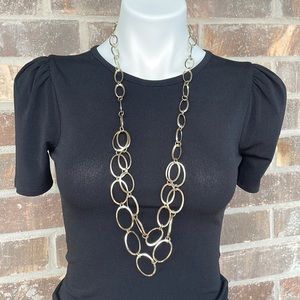 Large Link Gold Tone Layered Necklace